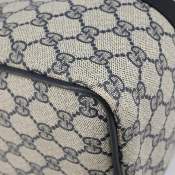 GUCCI GG Supreme Sherry Line Boston Bag PVC Navy Gold Red 40 3842 Auth BA5638 - Picture 4 of 16